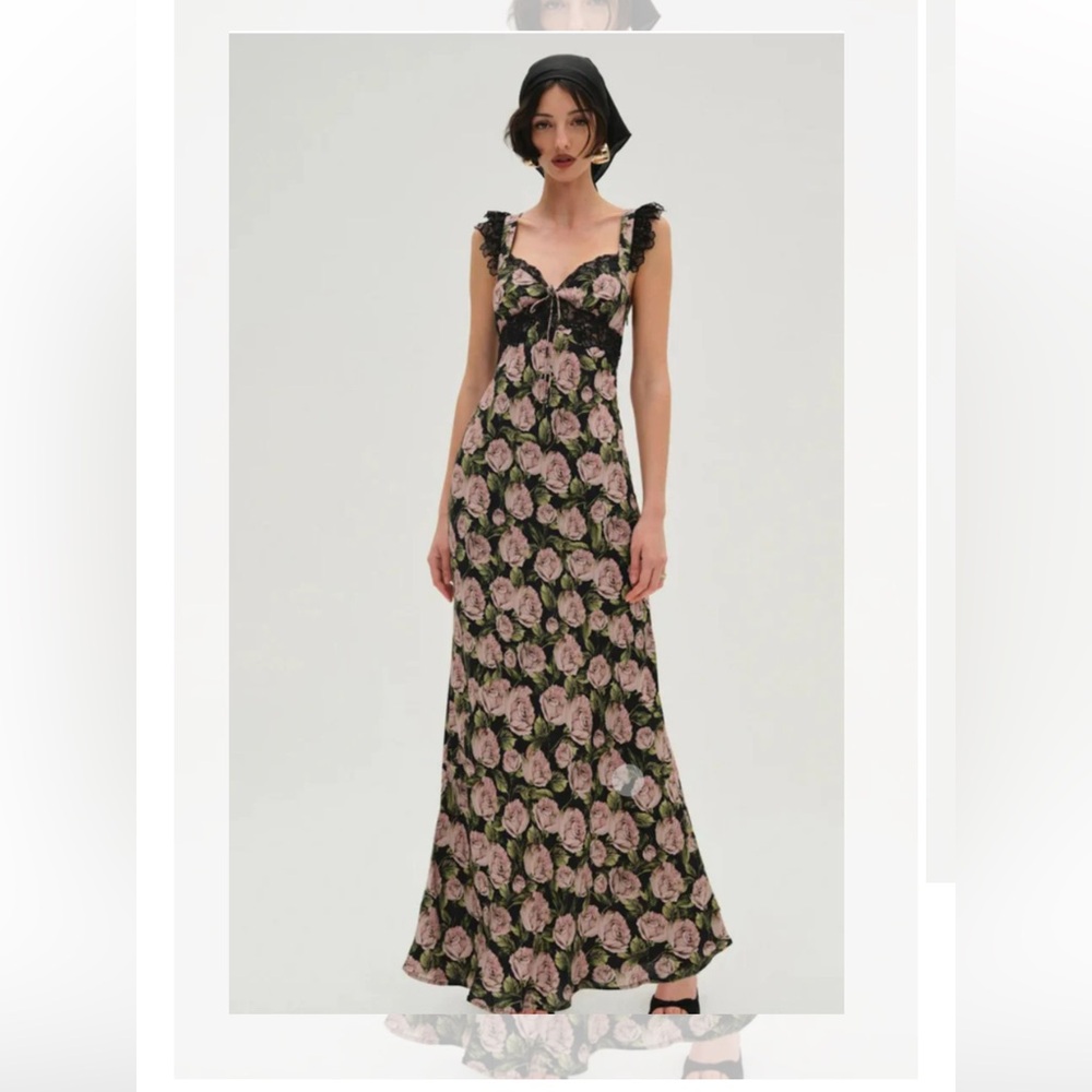 NWT For Love & Lemons Fallen Rose Maxi Dress